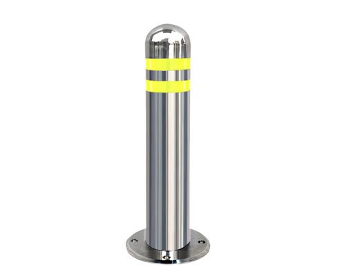 304 SS Surface Mounted Dome Top Fixed Pipe Bollard Posts