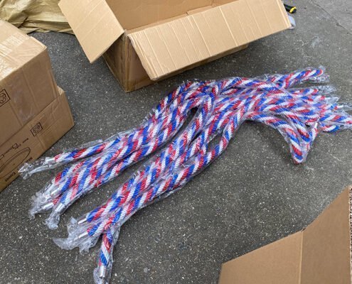 1500mm three colors braided ropes with red, blue and white combined