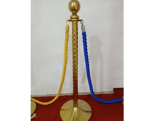 Ball Top Golden 1M Thread Metal Pillars with Twsited Ropes