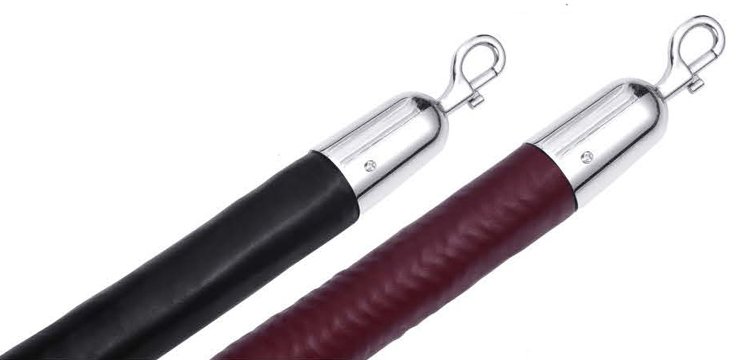 The leather ropes with snap hook/