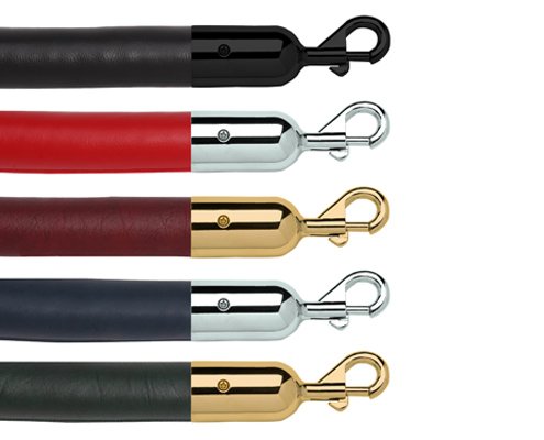 1500mm Leather Stanchion Ropes with Chrome Snap Hook