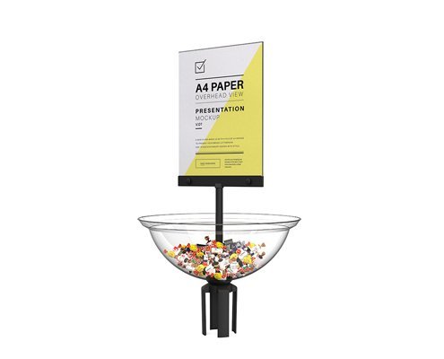 Candy Bowl Vertical A4 Stanchion Topper Sign Frame