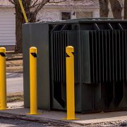 yellow crash protection bollards